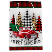 Frohe Weihnachtswagen und Bäume Mittlere Geschenktüte (Vorderseite)