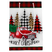 Frohe Weihnachtswagen und Bäume Mittlere Geschenktüte (Rückseite)