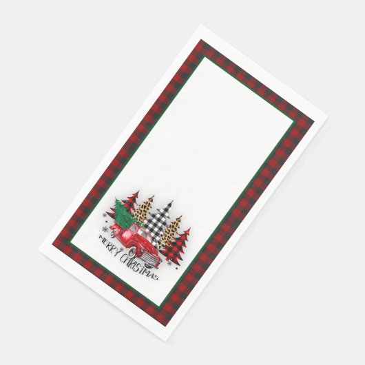 Frohe Weihnachtswagen und Bäume Serviette (Ecke)