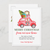 Frohe Weihnachtswagenbaum Neue Zuhause Feiertage Ankündigungspostkarte (Vorne/Hinten)