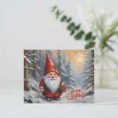 Frohe Weihnachtswald Gnome Feiertagspostkarte (Stehend Vorderseite)