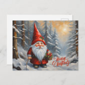 Frohe Weihnachtswald Gnome Feiertagspostkarte (Vorne/Hinten)