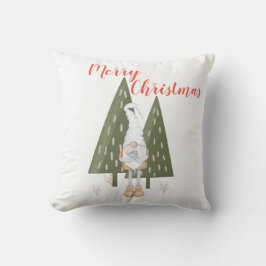 Frohe Weihnachtswald Gnome White Kissen