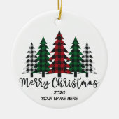 Frohe Weihnachtswald Keramik Ornament (Vorne)