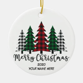 Frohe Weihnachtswald Keramik Ornament