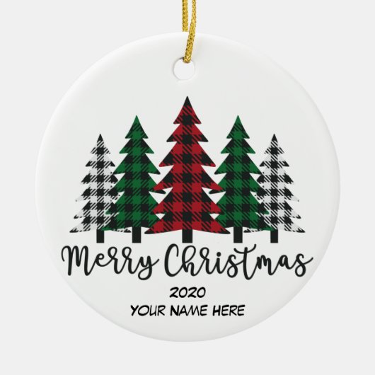 Frohe Weihnachtswald Keramik Ornament (Vorne)