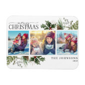 Frohe Weihnachtswälder Berry Pinecone Foto Magnet (Horizontal)