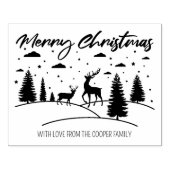 Frohe Weihnachtswälder Hirsche und Bäume Gummistempel (Prägung)