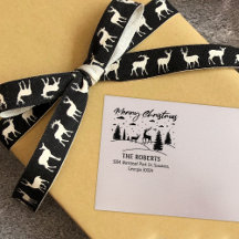 Frohe Weihnachtswälder Hirsche und Bäume