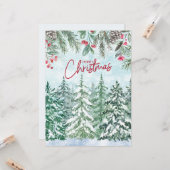 Frohe Weihnachtswälder, rote Berries, Pinecones Karte (Vorderseite/Rückseite Beispiel)