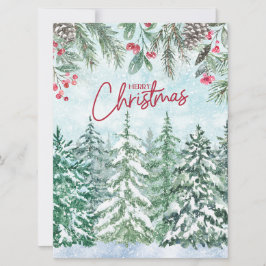 Frohe Weihnachtswälder, rote Berries, Pinecones Karte