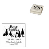 Frohe Weihnachtswaldtiere, Hirsche und Bäume Gummistempel (Stempel)