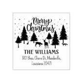 Frohe Weihnachtswaldtiere, Hirsche und Bäume Gummistempel (Prägung)