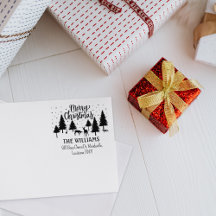 Frohe Weihnachtswaldtiere, Hirsche und Bäume