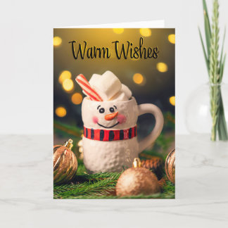 Frohe Weihnachtswärme wünscht Snowman-Tasse Feiertagskarte