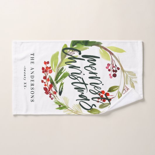 Frohe Weihnachtswasserfarbe Floral Handtuch (Handtuch)