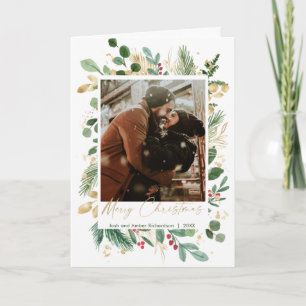 Frohe Weihnachtswasserfarbe Grün Gold Rot Heilige