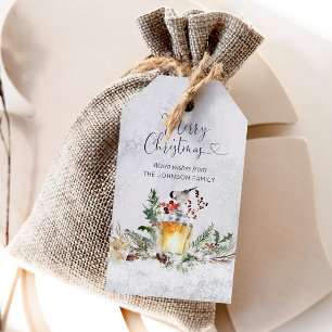 Frohe Weihnachtswasserfarbe personalisiert Geschenkanhänger