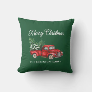 Frohe Weihnachtswasserfarbe Vintag roter Lkw-Patio Kissen
