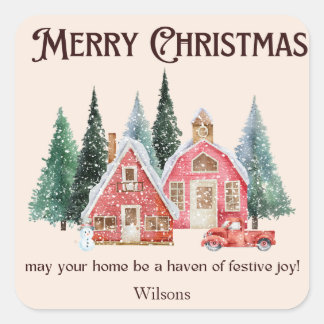 Frohe Weihnachtswassermelone gemütliche Aufkleber