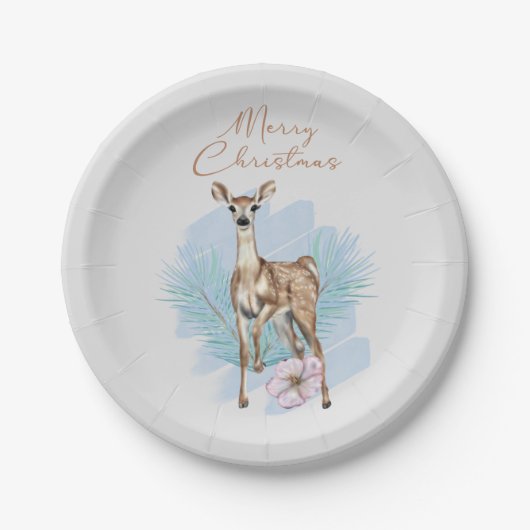 Frohe Weihnachtswatercolor Hirschpapierplatte Pappteller (Vorderseite)