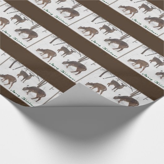 Frohe Weihnachtsweih Hirsche im Schnee Geschenkpapier (Ecke)