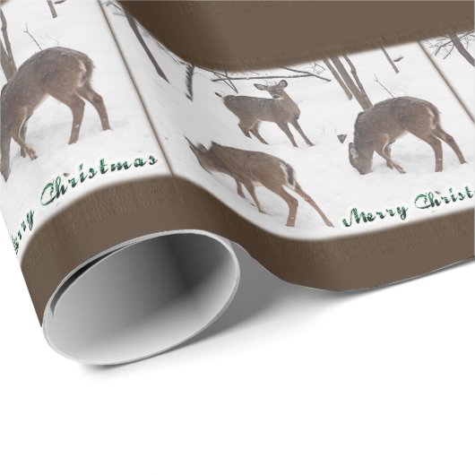 Frohe Weihnachtsweih Hirsche im Schnee Geschenkpapier (Rolleneckpunkt)