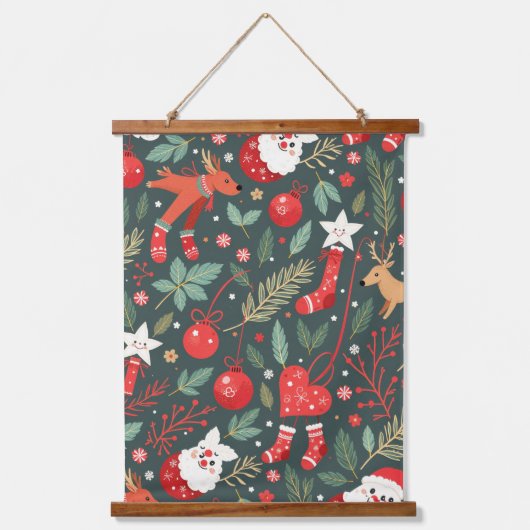 Frohe Weihnachtsweihe Wandteppich Mit Holzrahmen (Vorderseite)