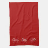 Frohe Weihnachtswein über Red Retro Typografie Geschirrtuch (Vertikal)