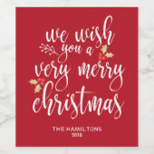 Frohe Weihnachtsweine Labels Red White Lettered Weinetikett (Einzelnes Label)