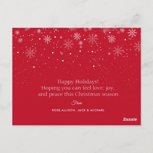 Frohe Weihnachtsweiße Schrift Foto Postkarte (Rückseite)