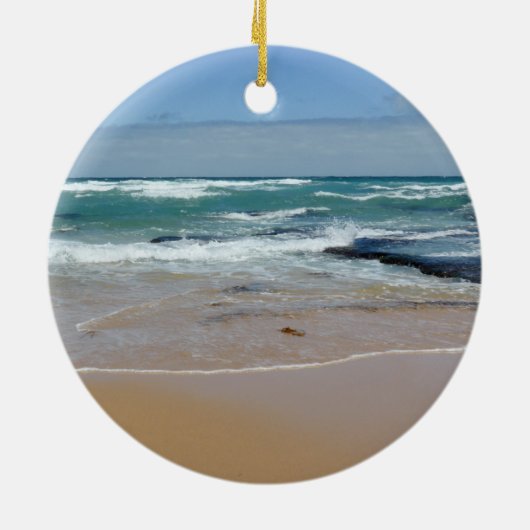 Frohe Weihnachtswellen Runde Keramik Ornament (Hinten)