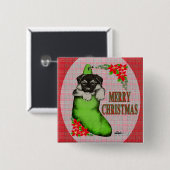 Frohe Weihnachtswelpe Button (Vorne & Hinten)