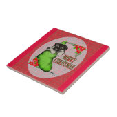 Frohe Weihnachtswelpe Fliese (Seite)