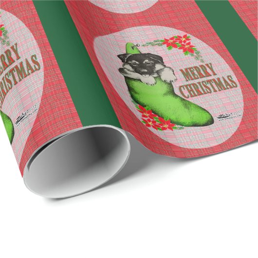 Frohe Weihnachtswelpe Geschenkpapier (Rolleneckpunkt)