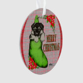 Frohe Weihnachtswelpe Ornament (Vorderseite)