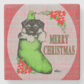 Frohe Weihnachtswelpe Steinuntersetzer (Vorderseite)