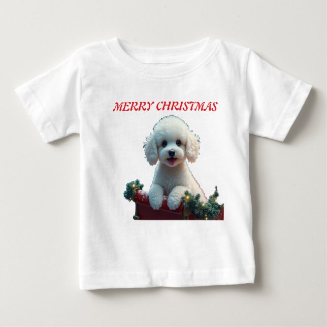 Frohe Weihnachtswelpen Baby T-shirt (Vorderseite)
