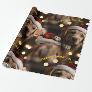 Frohe Weihnachtswelpen Geschenkpapier
