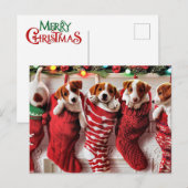 Frohe Weihnachtswelpen Postkarte (Vorne/Hinten)