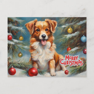 Frohe Weihnachtswelpen und Feiertage Ornamente Feiertagspostkarte