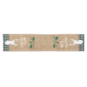 Frohe Weihnachtswilde - Grün Kariert Kurzer Tischläufer (Horizontal)