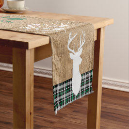 Frohe Weihnachtswilde - Grün Kariert Kurzer Tischläufer