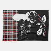 Frohe Weihnachtswilde - Rot Kariert Geschirrtuch (Horizontal)