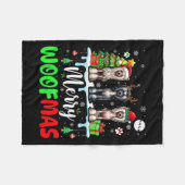 Frohe Weihnachtswoof Three Santa Elf Chinesisches  Fleecedecke (Vorderseite (Horizontal))