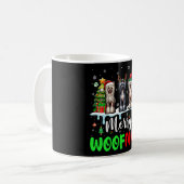 Frohe Weihnachtswoof Three Santa Elf Chinesisches Kaffeetasse (Vorderseite Links)