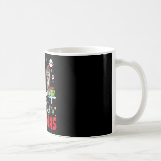 Frohe Weihnachtswoof Three Santa Elf Chinesisches Kaffeetasse (Rechts)