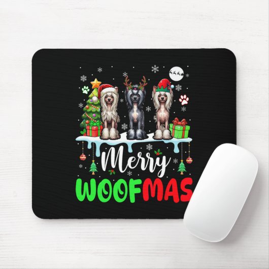Frohe Weihnachtswoof Three Santa Elf Chinesisches Mousepad (Mit Mouse)