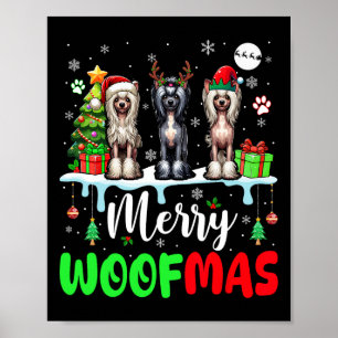 Frohe Weihnachtswoof Three Santa Elf Chinesisches  Poster