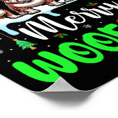 Frohe Weihnachtswoof Three Santa Reindeer Elf Bull Poster (Ecke)